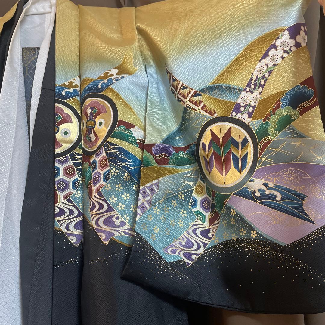 七五三用 金色と黒の着物　5歳児　七五三　着物