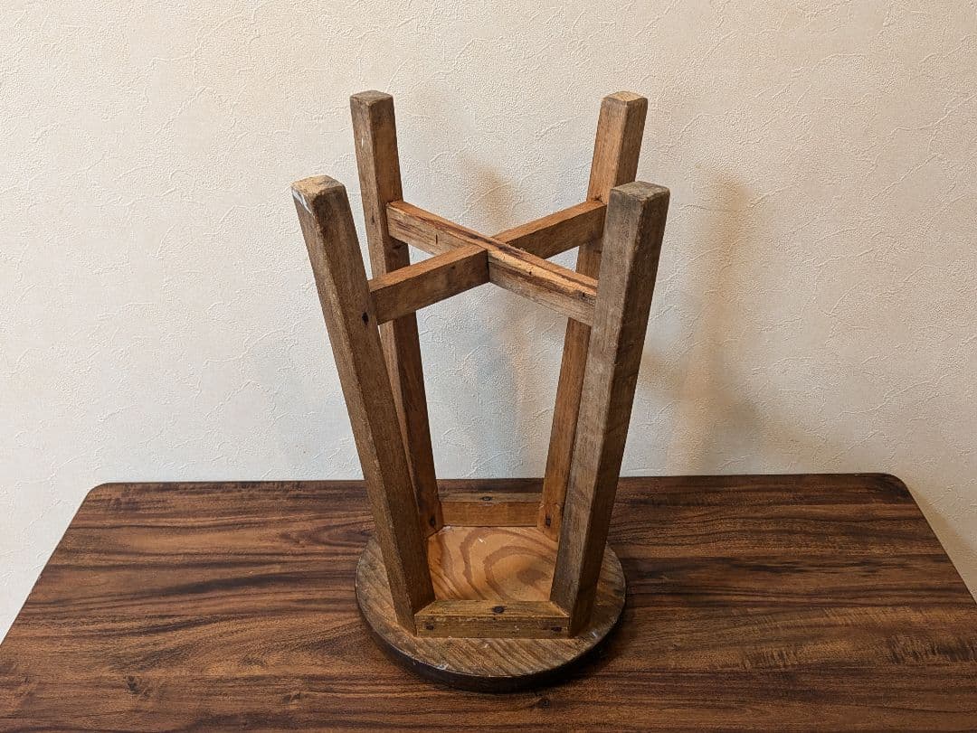 アンティーク　木製　丸椅子　スツール　丸スツール　レトロ