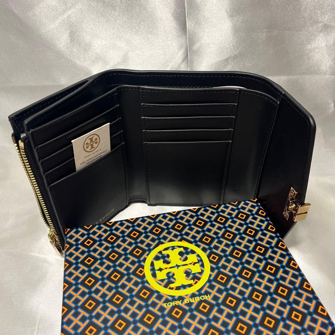 新品 TORY BURCH ブラック 三つ折り財布 箱付き