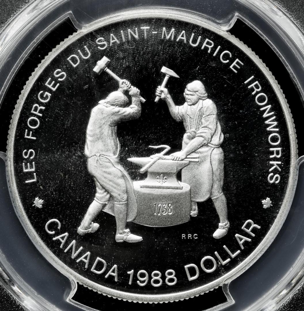 PCGS-PR68 　1988　カナダ　サンモーリス製鉄所創設250周年記念銀貨