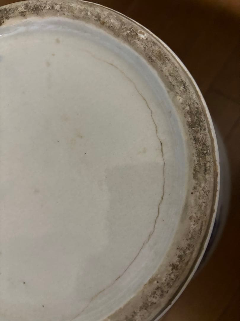 中国古美術品　清時代　手絵　青花山水楼閣風景文瓶 染付　37cm