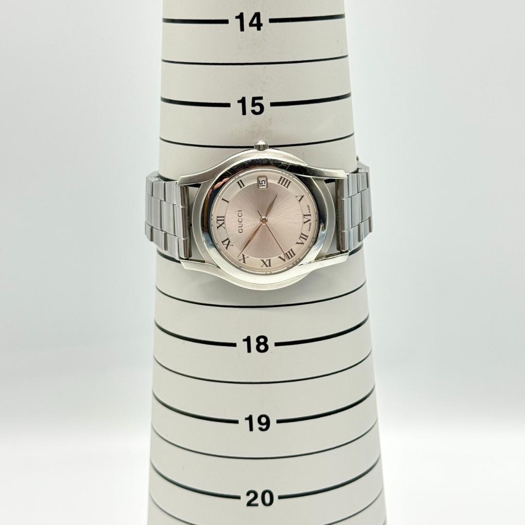 稼働品 GUCCI グッチ 腕時計 デイト シルバー文字盤 クォーツ ３針