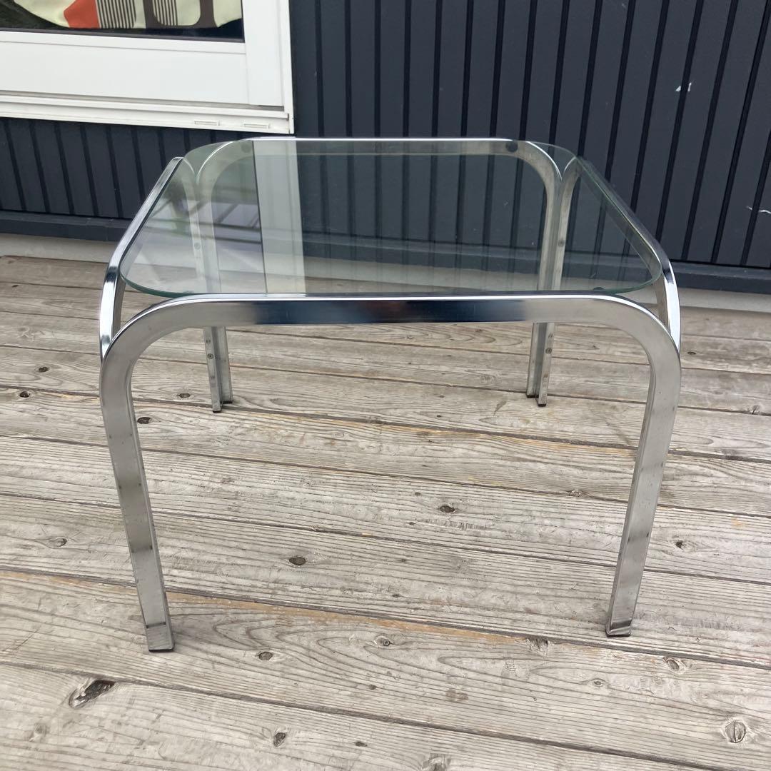 ミッドセンチュリー アイアンフレーム センターテーブル ガラステーブル 正方形