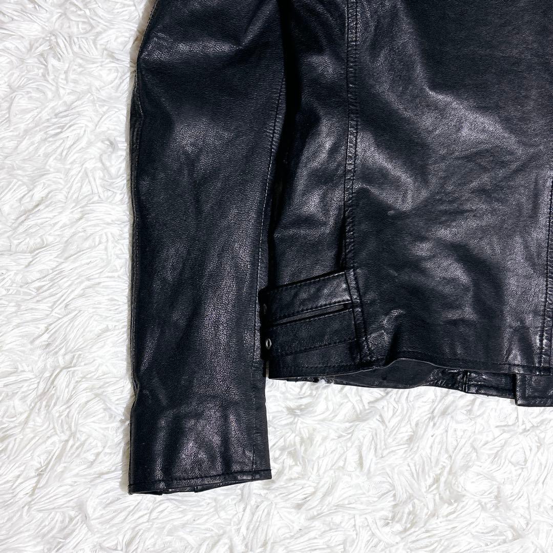 【SHIPS JET BLUE】ゴートレザー ライダース ジャケット M 山羊革