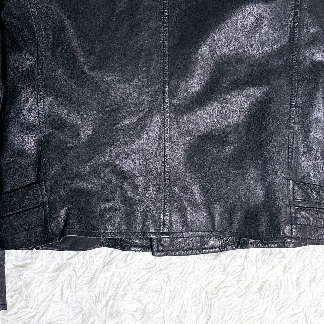 【SHIPS JET BLUE】ゴートレザー ライダース ジャケット M 山羊革