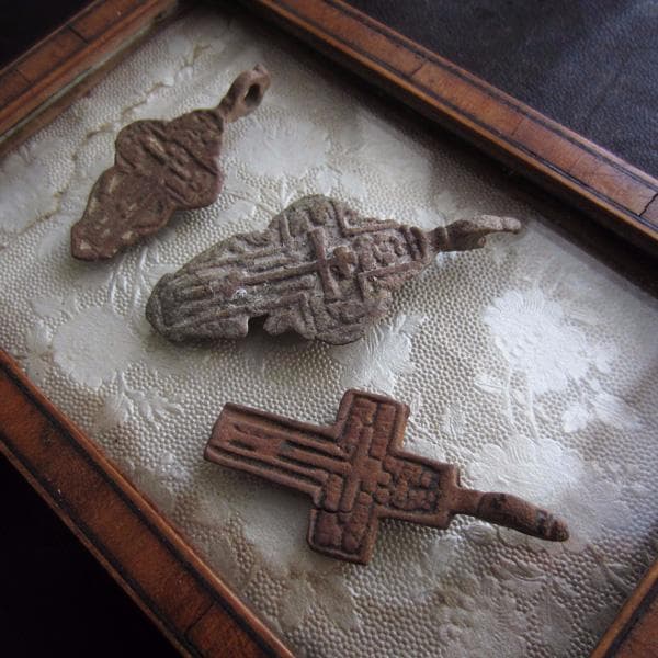 17世紀　ロシアン・クロス　3点セット　19　アンティーク　ブロンズ　ロザリオ