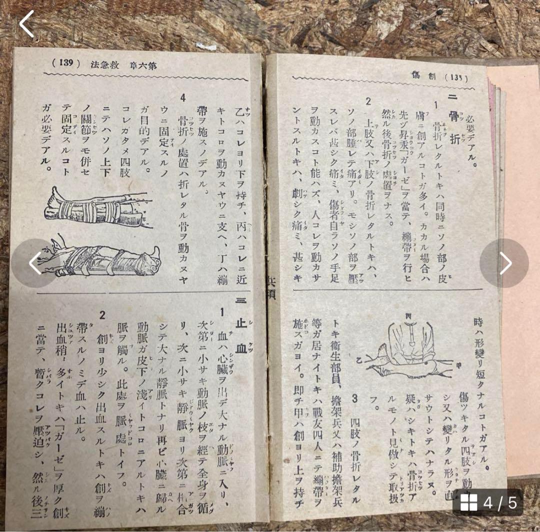 奉公袋、個人装備 歩兵須知、軍隊内務令　瓦斯防護教範、射擊教範 第二部 当時物