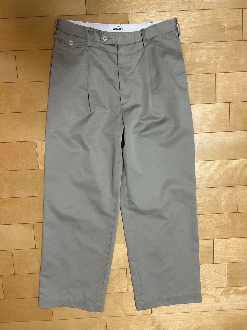 パンツ AURALEE WASHED FINX CHINO ONE-TUCK PANTS