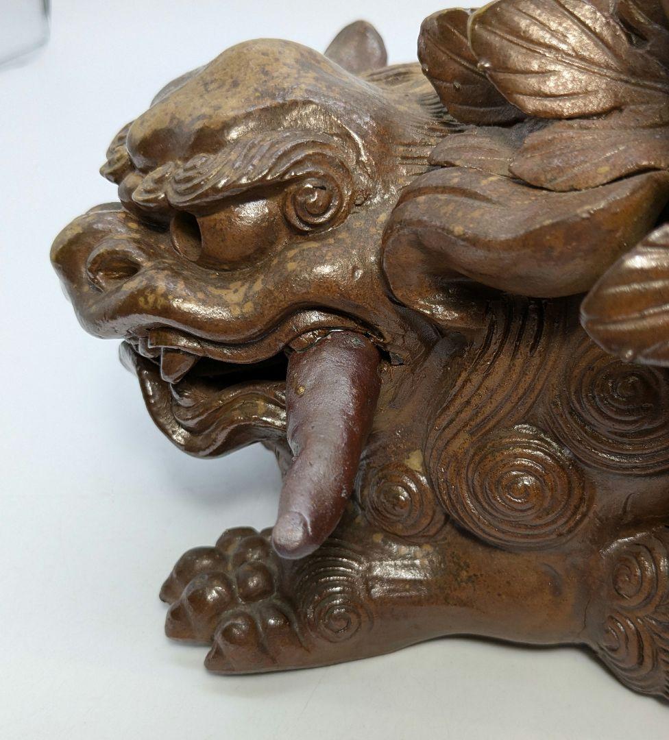 木村長十郎友敬 備前焼 牡丹獅子 置物 魔除け 厄除け 細工物 インテリア 陶彫