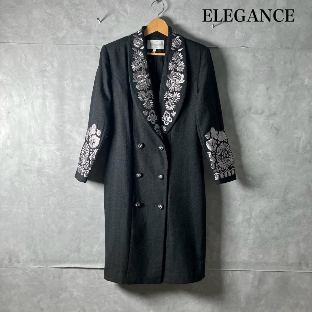 Elegance paris ゴージャス刺繍 花柄 ダブル コート N647
