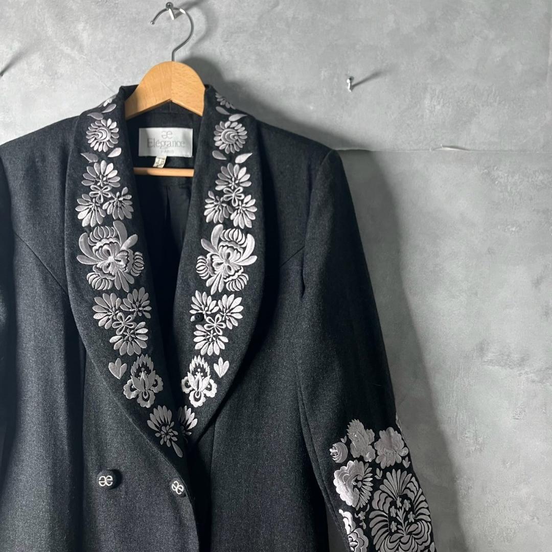Elegance paris ゴージャス刺繍 花柄 ダブル コート N647