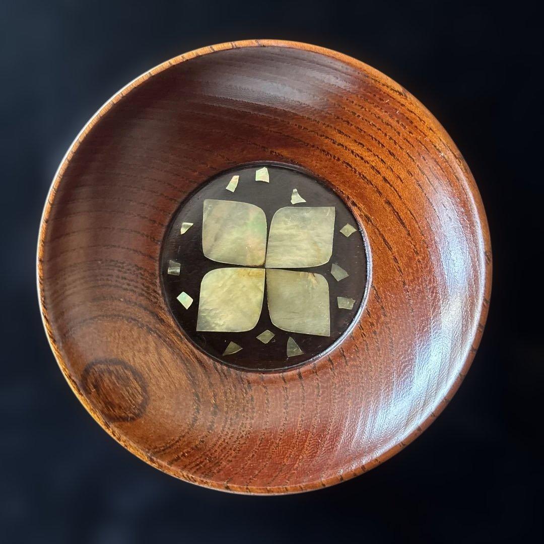 小島雄四郎　螺鈿　欅　小茶托　5枚組　民芸　木箱入　黒田辰秋