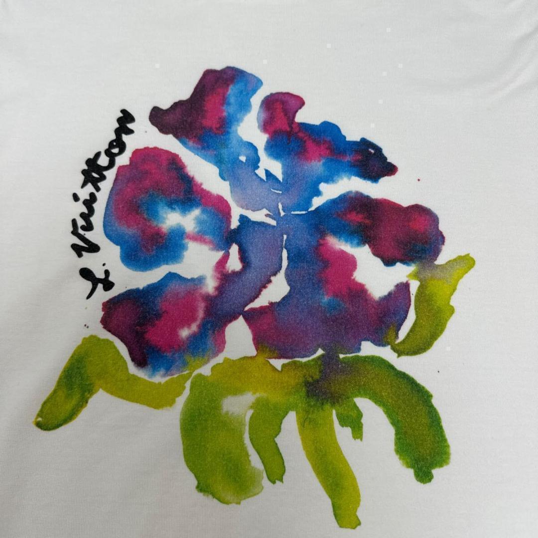 ルイヴィトン 22SS フラワーペインティング Tシャツ size M ホワイト