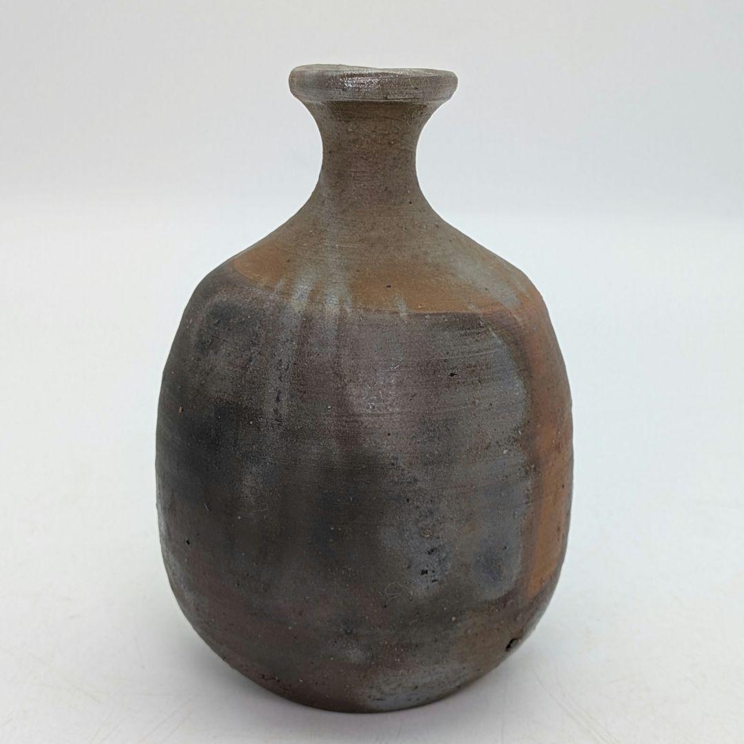 備前市無形文化財 榊原清人 備前焼 銀彩徳利花入 共箱 とっくり 一輪挿し花瓶