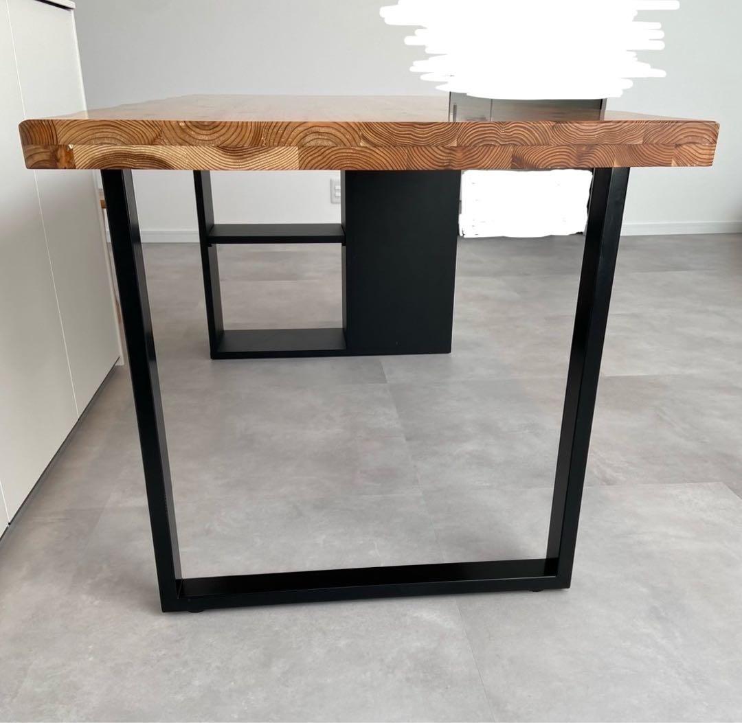 ダイニングテーブル 150cm 無垢　天然木　収納付き　テーブル