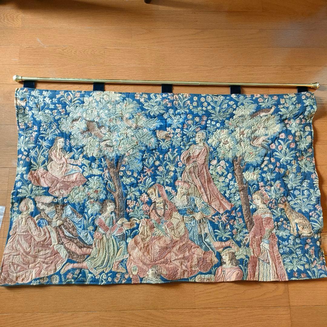 ヴィンテージ メイドインフランス タペストリー のれん　棒通し・棒付き