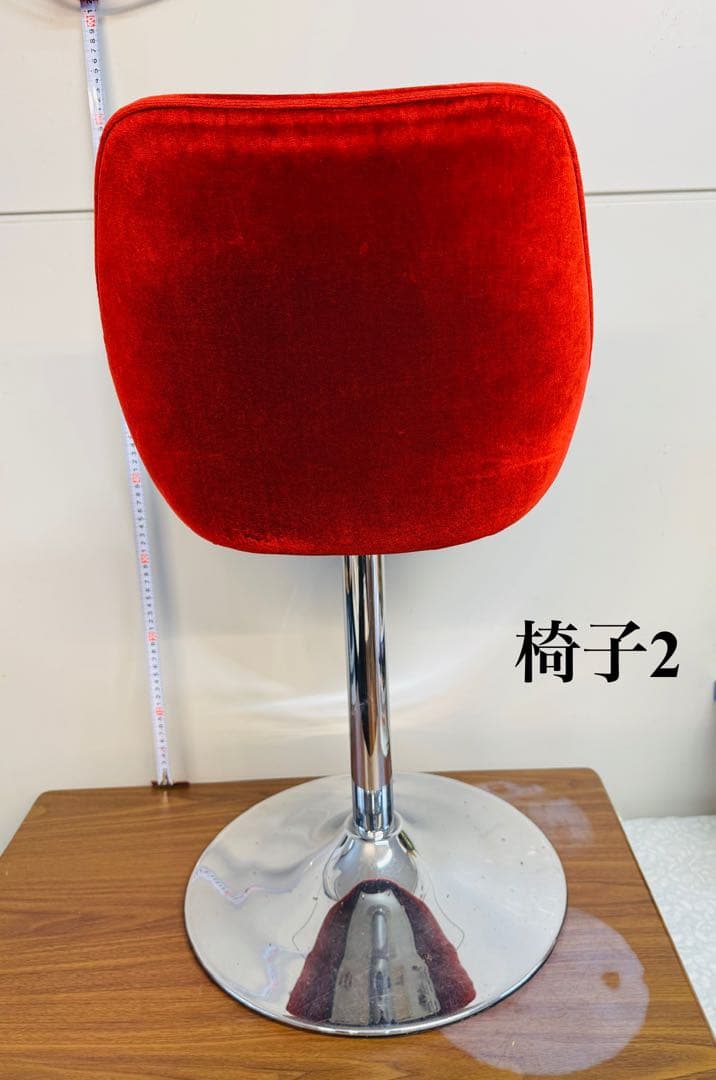 【専用②】赤ベルベット カウンターチェア 2脚セット おしゃれ 固定式