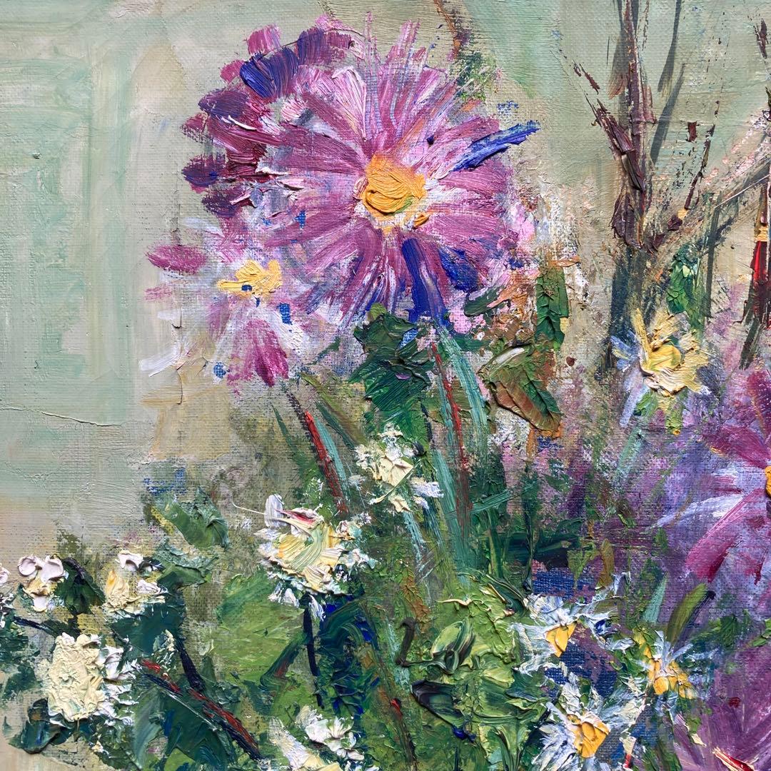 吉田節子「菊」10F額73.5×66絵53×46cm