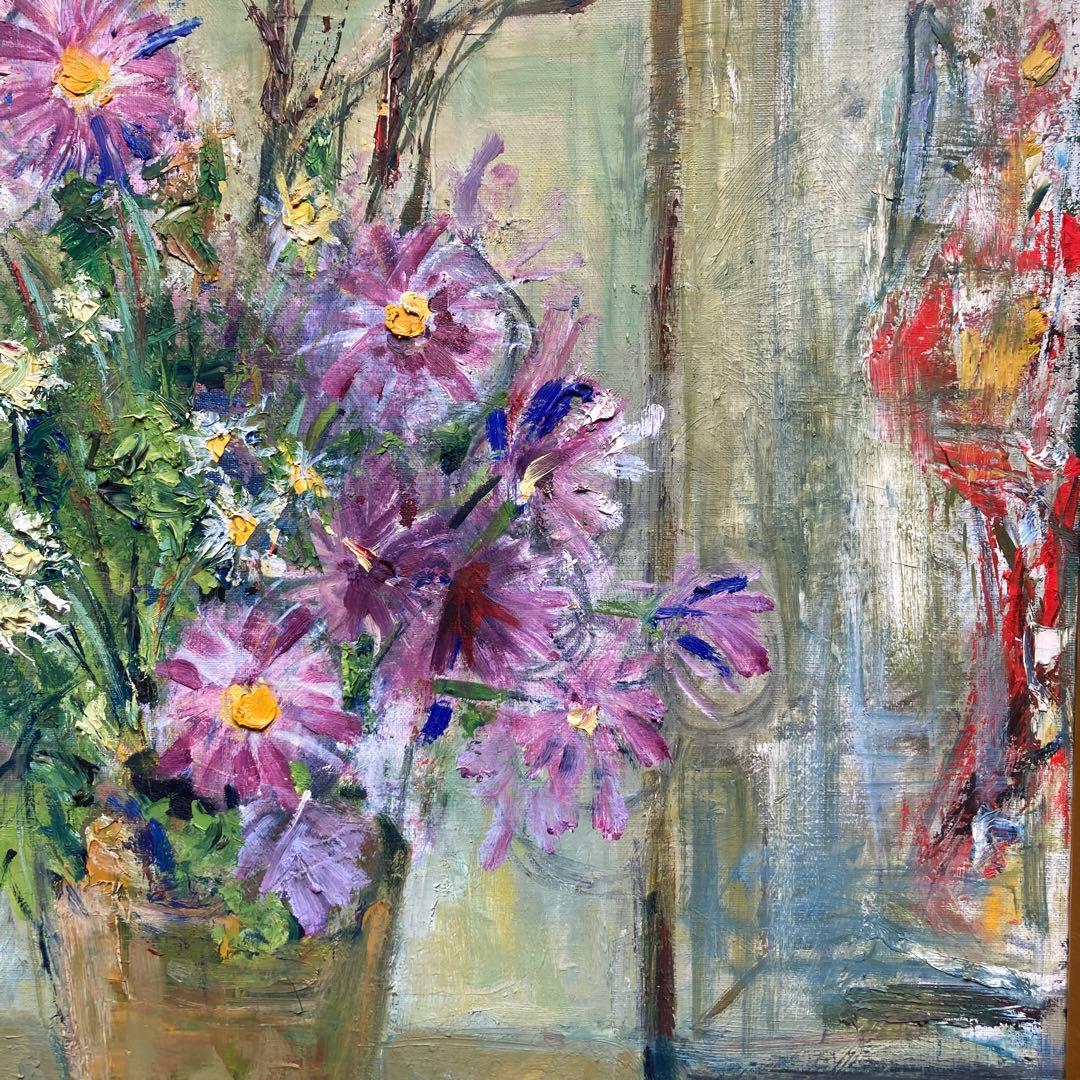 吉田節子「菊」10F額73.5×66絵53×46cm