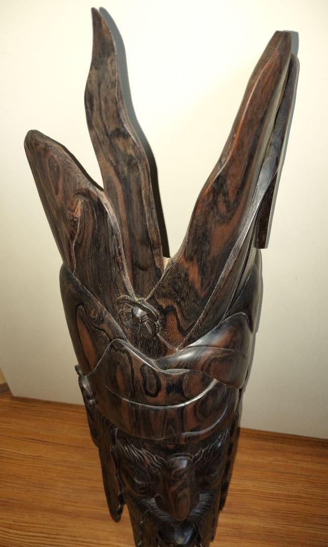 木製彫刻 アートオブジェクト 仮面 アンティーク 王 神