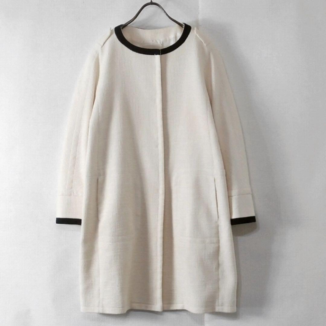 S’MaxMara マックスマーラ / ツイード調 ノーカラーコート アイボリー