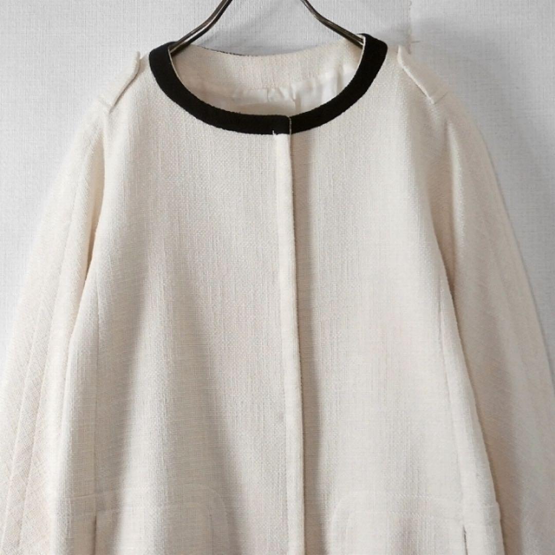 S’MaxMara マックスマーラ / ツイード調 ノーカラーコート アイボリー