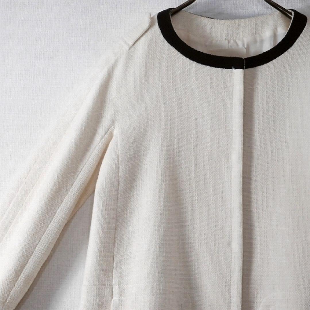 S’MaxMara マックスマーラ / ツイード調 ノーカラーコート アイボリー