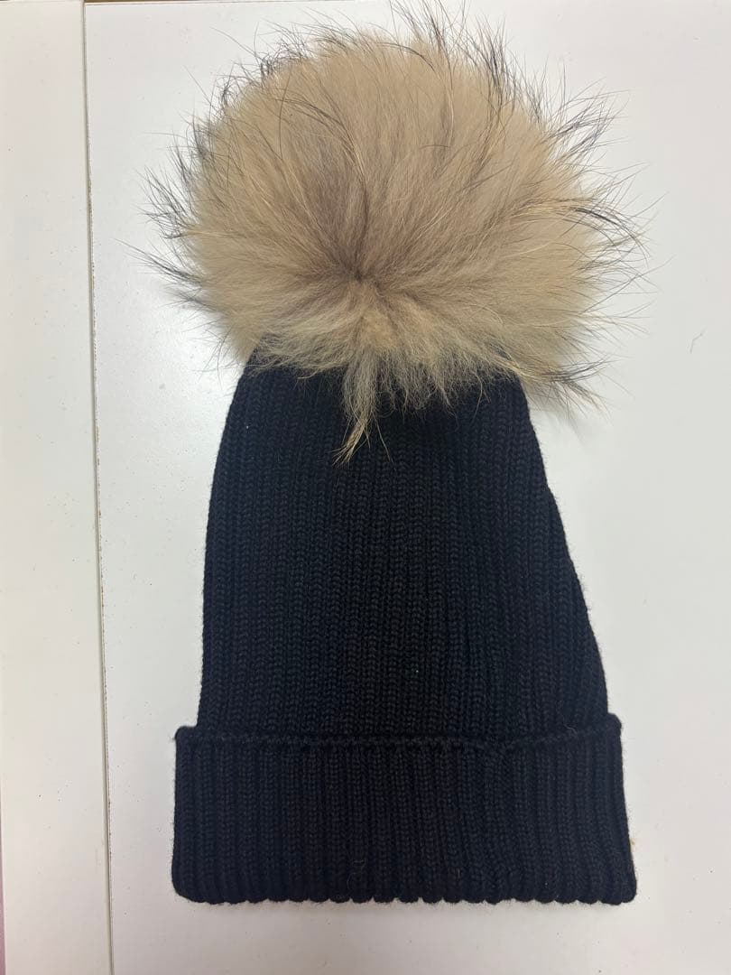 MONCLER ブラック ニット帽 L