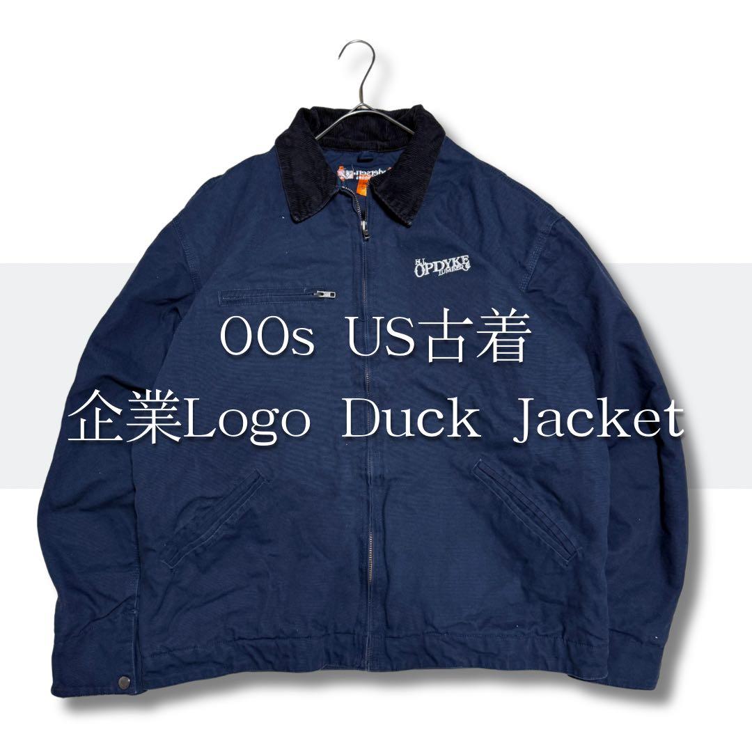 00s 企業ロゴダックジャケット 短丈 フェード デトロイト US古着