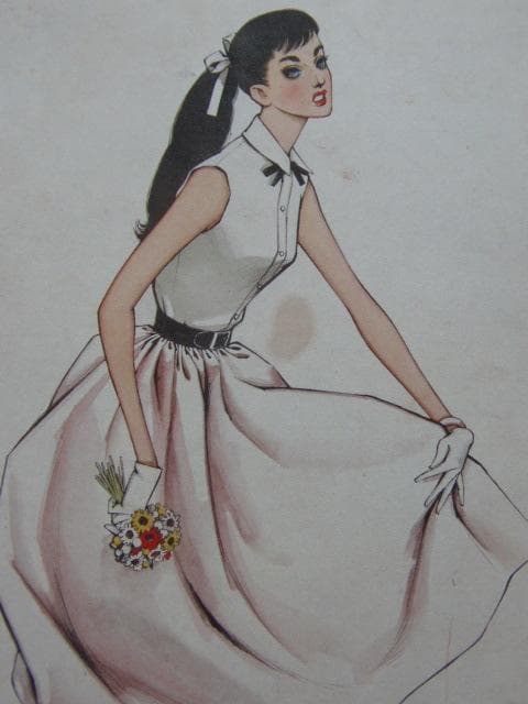 昭和レトロ、中原淳一、【白いブラウス】、美少女、年代物・希少画集画