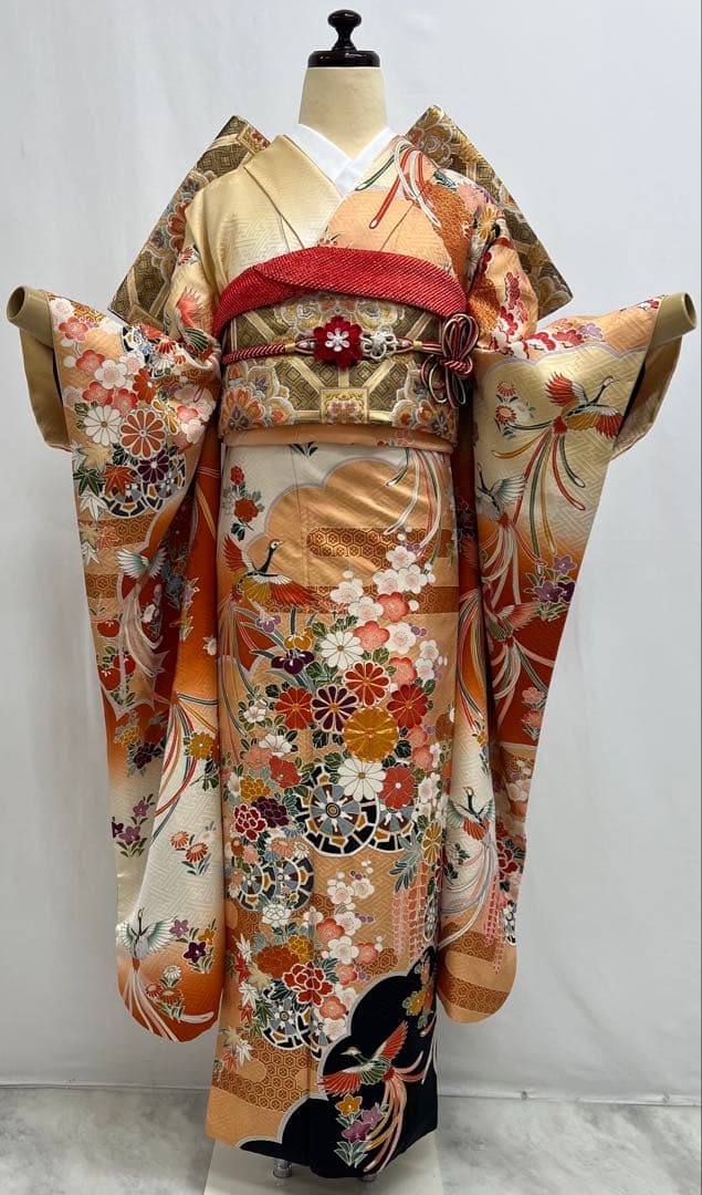 振り袖　フルセット　別誂長襦袢　成人式　金彩加工　刺繍入り　振り柄有り678