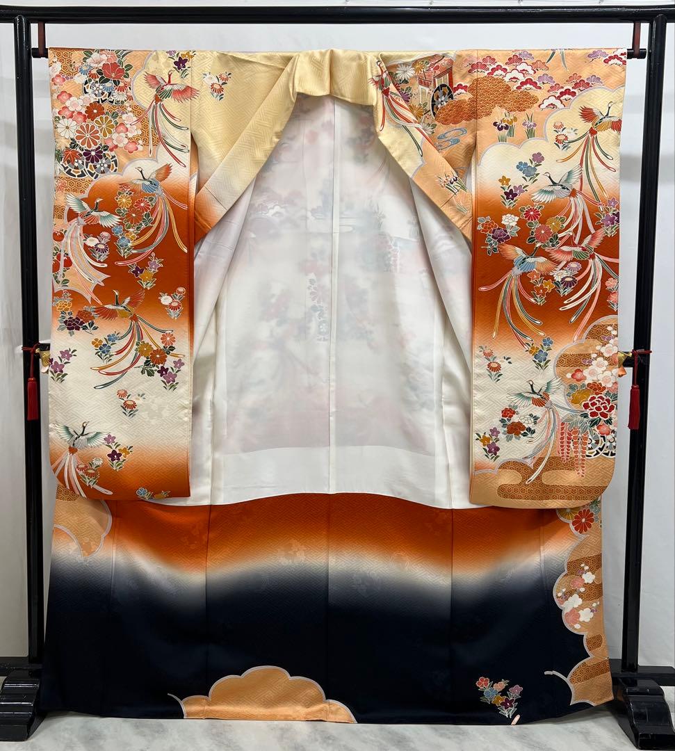 振り袖　フルセット　別誂長襦袢　成人式　金彩加工　刺繍入り　振り柄有り678