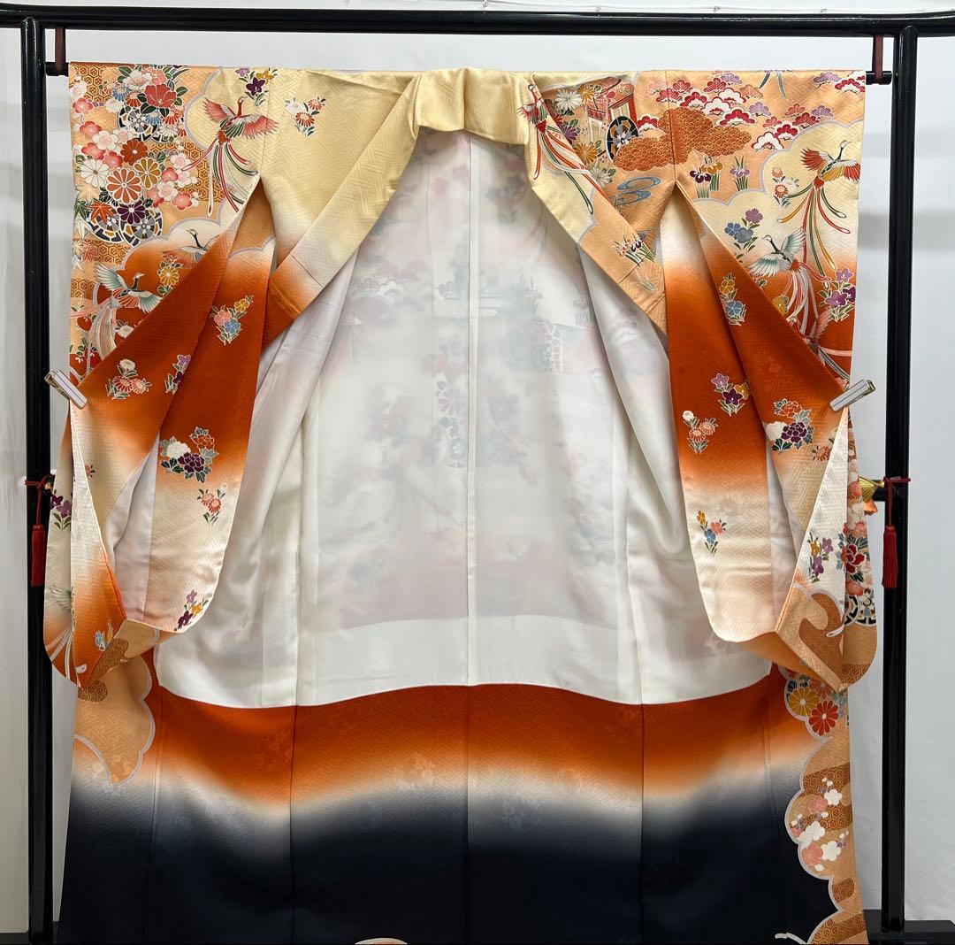 振り袖　フルセット　別誂長襦袢　成人式　金彩加工　刺繍入り　振り柄有り678