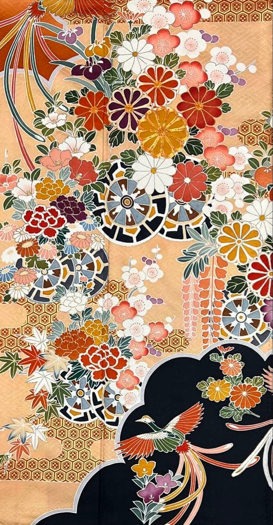 振り袖　フルセット　別誂長襦袢　成人式　金彩加工　刺繍入り　振り柄有り678