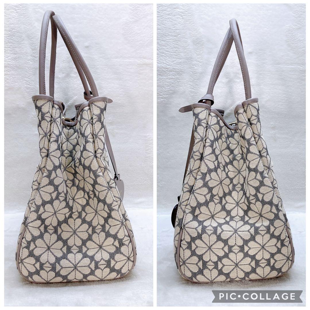 ✨美品✨ケイトスペード 2wayバッグ ジャガード フラワー キャンバス レザー