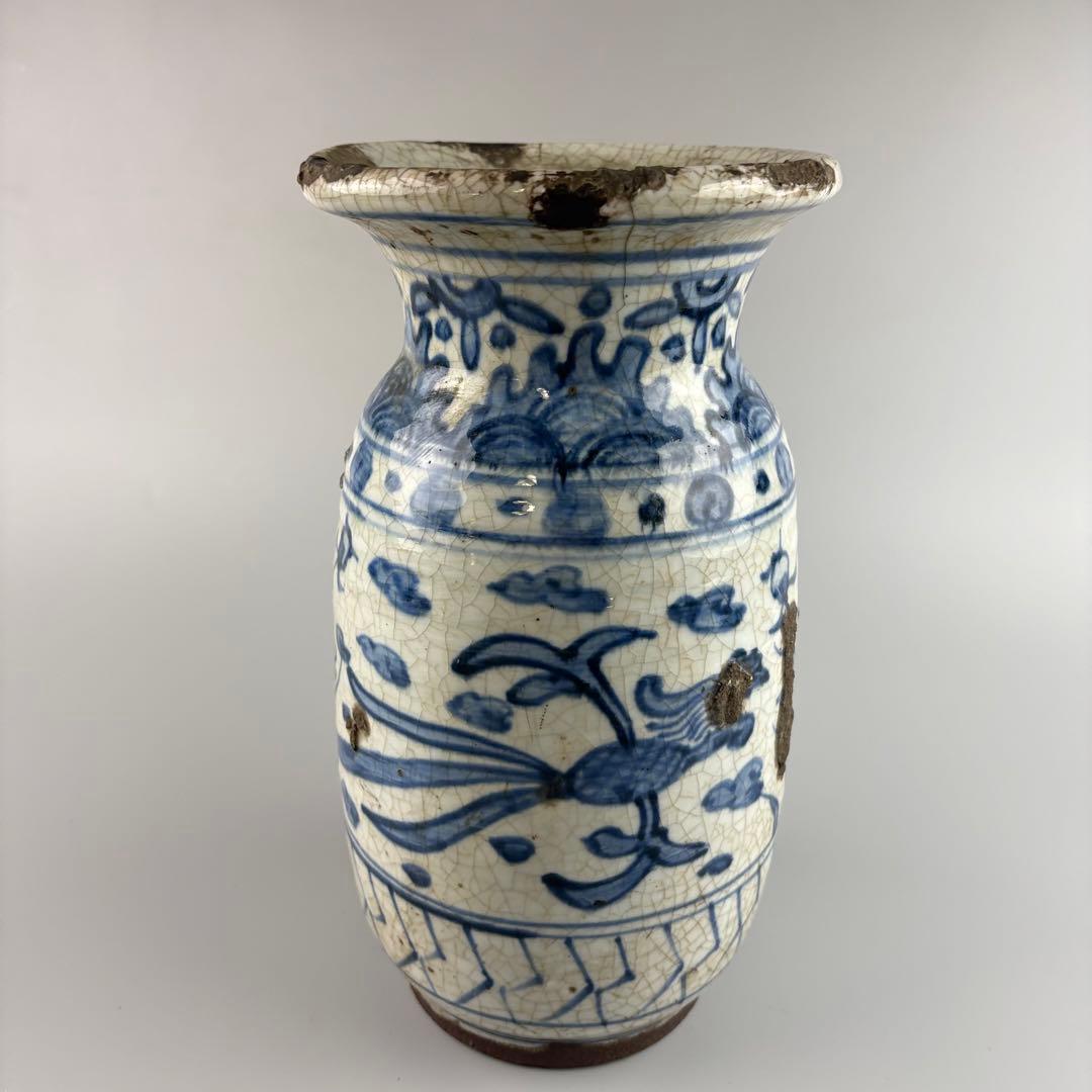 中国 花瓶 花入れ 染付 花器