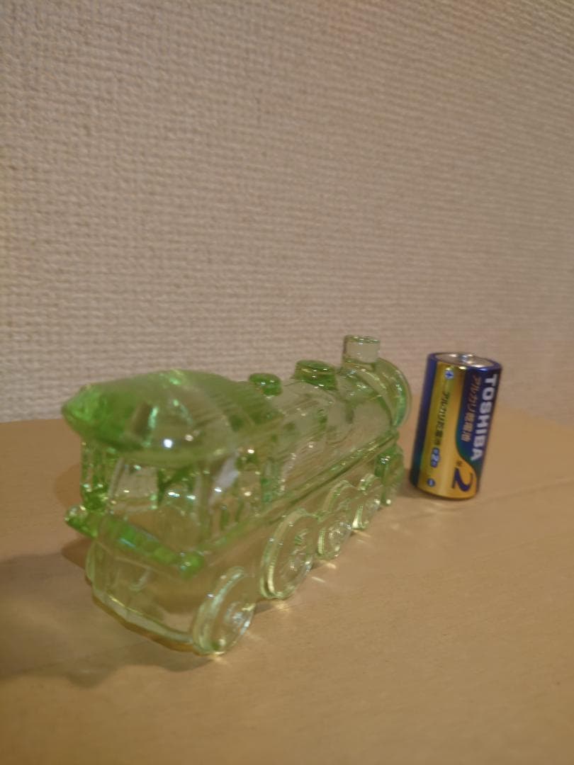 レトロ　ウランガラス　SL蒸気機関車　キャンディーポット　ミニチュア玩具　金平糖