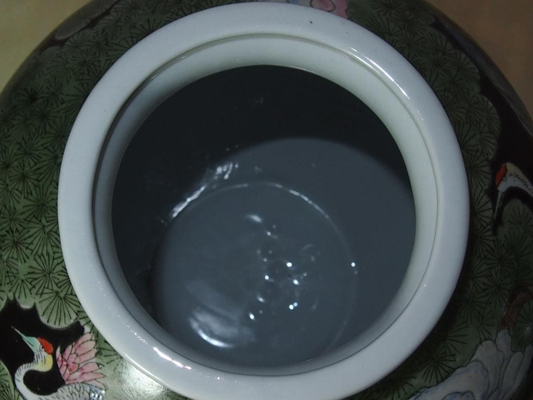 【時代の美品】中国古玩 大清同治年製 花瓶 一対/2個 雲松鶴図 壺/つぼ/花器