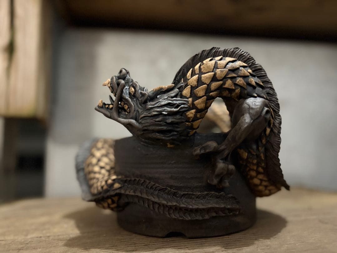 龍　盆栽鉢　彫刻 陶芸　作家鉢　芸術品