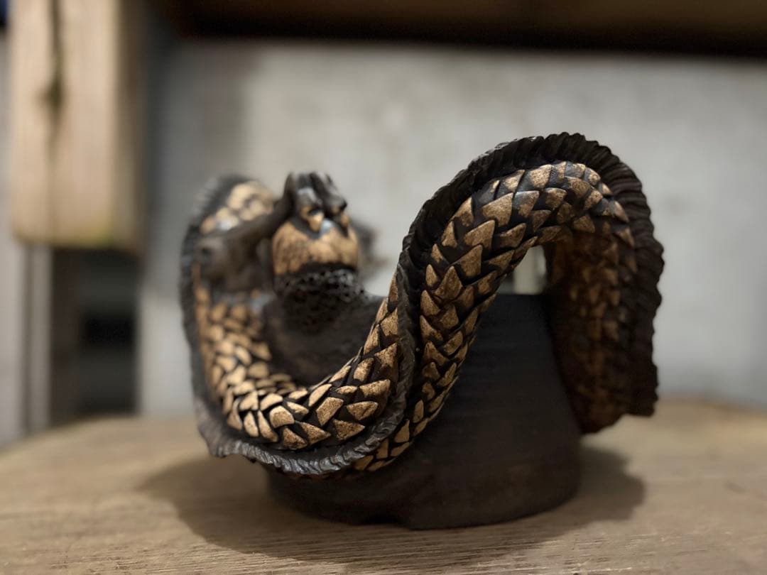 龍　盆栽鉢　彫刻 陶芸　作家鉢　芸術品
