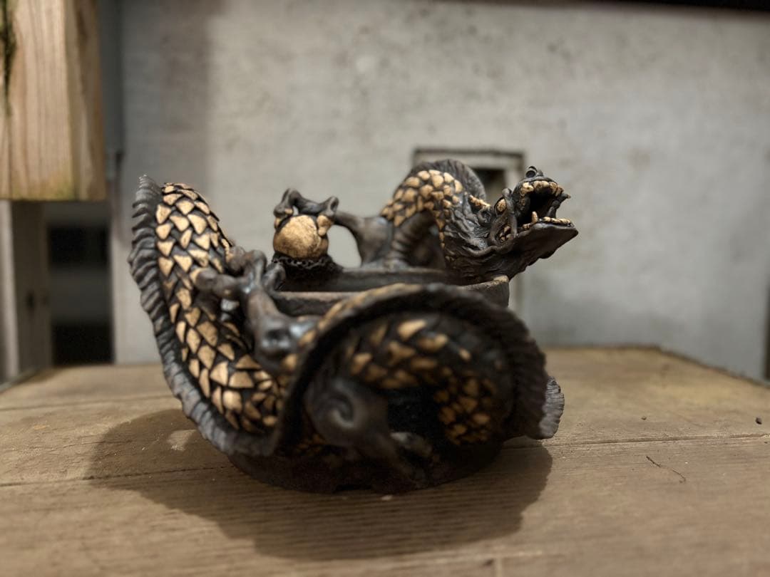 龍　盆栽鉢　彫刻 陶芸　作家鉢　芸術品