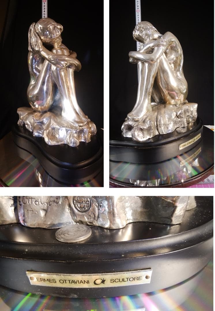 ロ*o様 エルメス★純 銀メッキブロンズ風裸婦彫刻像/高２８cm重４ ㎏少女ヌー