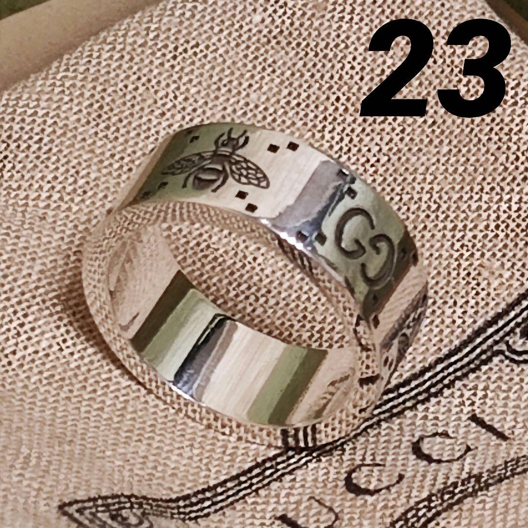 新品 GUCCI グッチ 指輪 シルバー リング GG＆ビー 蜂 23