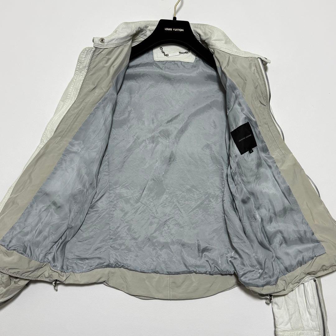 ✨高級 ラムレザー✨ ジョセフオム シングルライダース ホワイト ドッキング