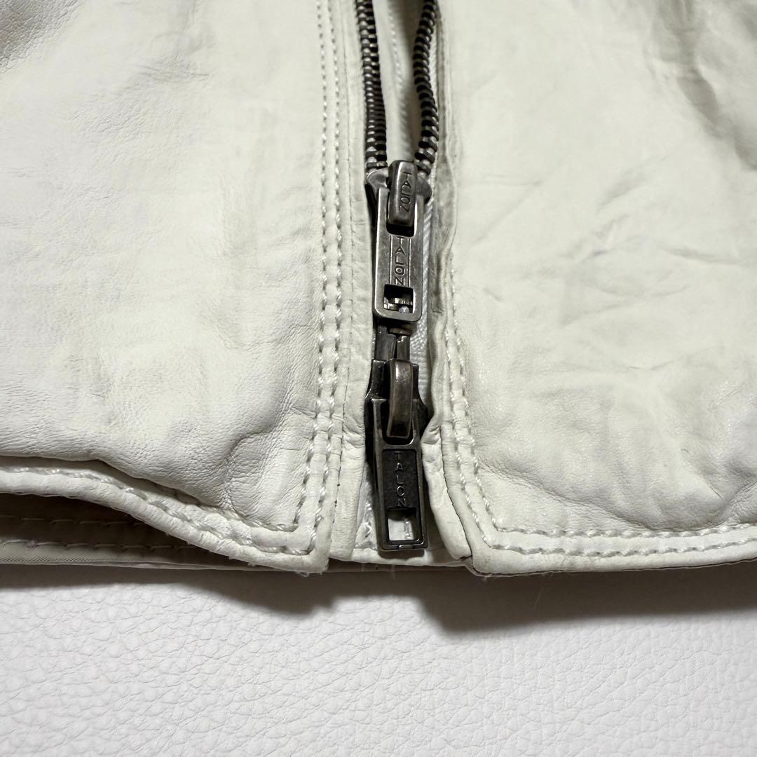 ✨高級 ラムレザー✨ ジョセフオム シングルライダース ホワイト ドッキング