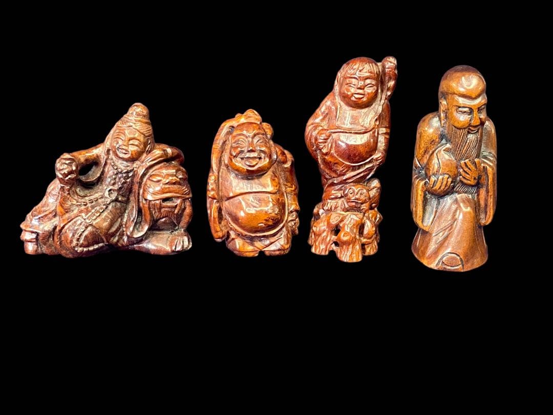 根付　七福神　提げ物　彫刻　骨董　時代