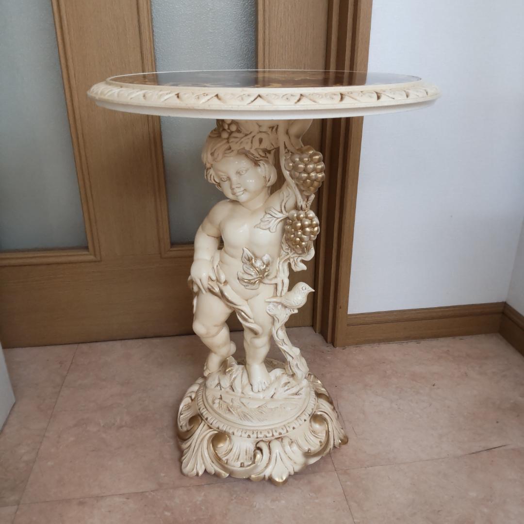 西洋アンティーク風　イタリア　サイドテーブル　組み立てテーブル　うさぎ付箋で保管