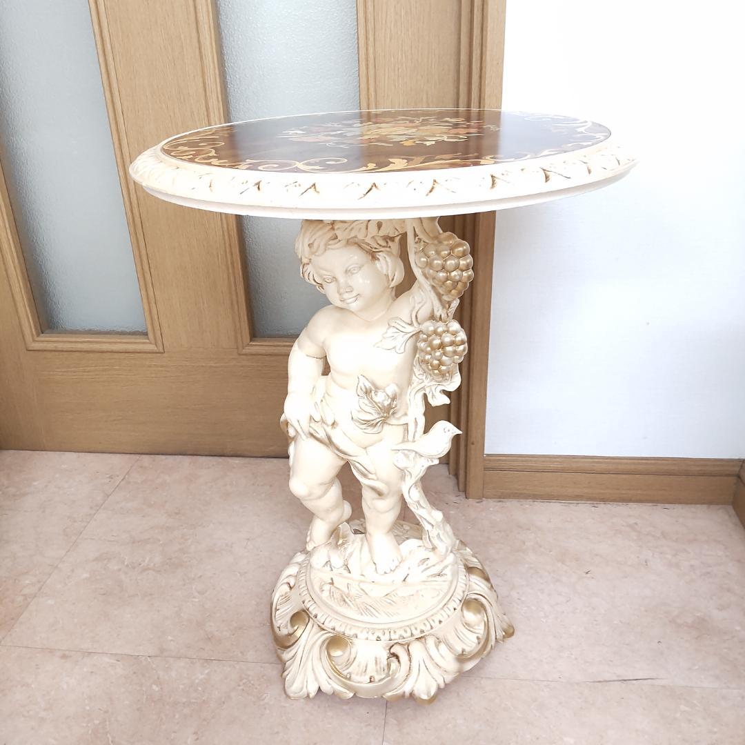 西洋アンティーク風　イタリア　サイドテーブル　組み立てテーブル　うさぎ付箋で保管