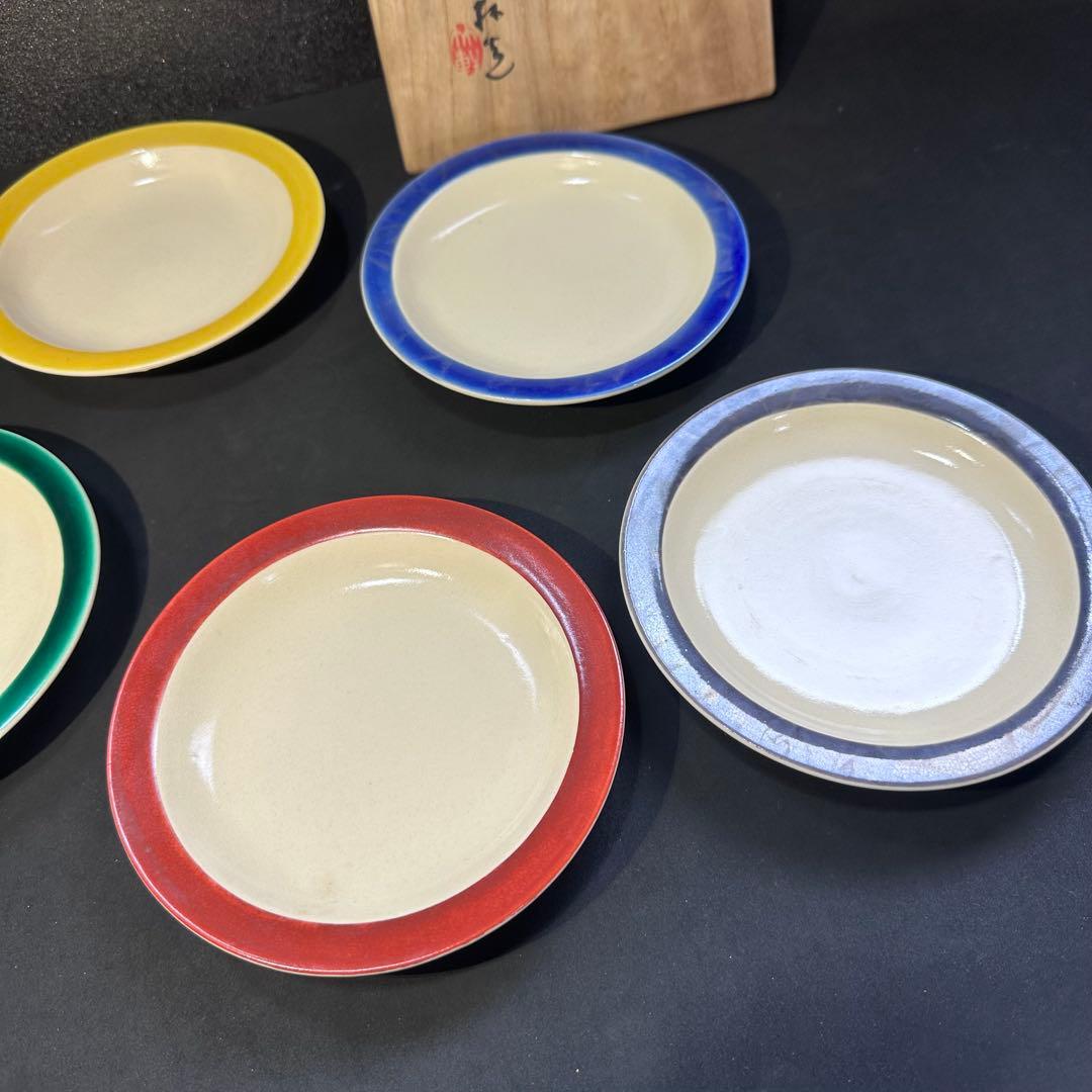 京焼　初代　三浦竹軒　銘々皿　共箱入り　未使用品