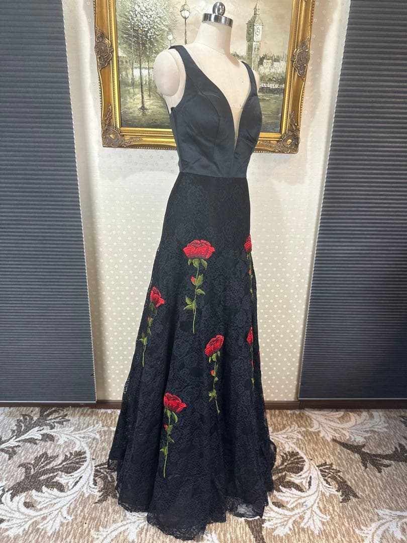 高級薔薇刺繍✨Aラインロングドレスス誕生日二次会パティーキャバ嬢ナイトクラブ